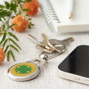 Emerald Green Clover Ribbon by Kenneth Yoncich Keychain