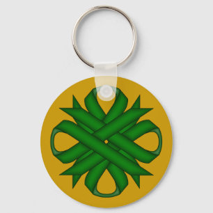 Emerald Green Clover Ribbon by Kenneth Yoncich Keychain