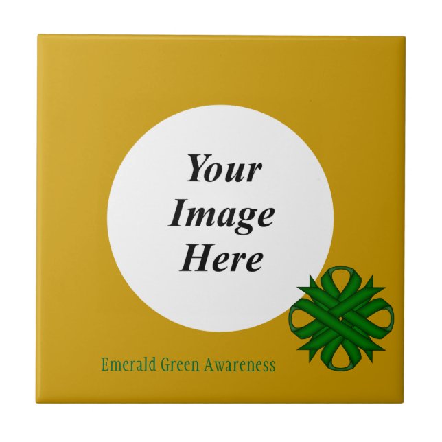Emerald Green Clover Ribbon Template by K Yoncich Tile (Front)