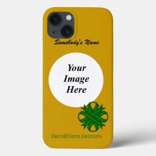 Emerald Green Clover Ribbon Tmpl by K. Yoncich iPhone 13 Case