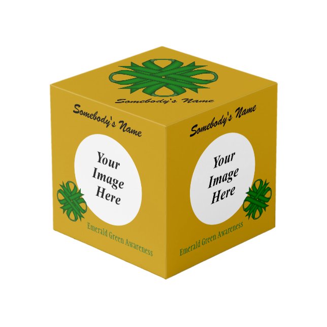Emerald Green Clover Ribbon Tmplt by K Yoncich Cube (Front Angled)