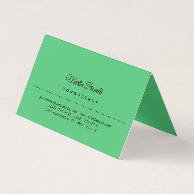 Emerald Green Colour Plain Minimalist Business Card (Front)