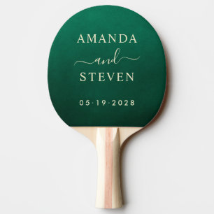 Emerald Green Couple Names with Wedding Ping Pong Paddle