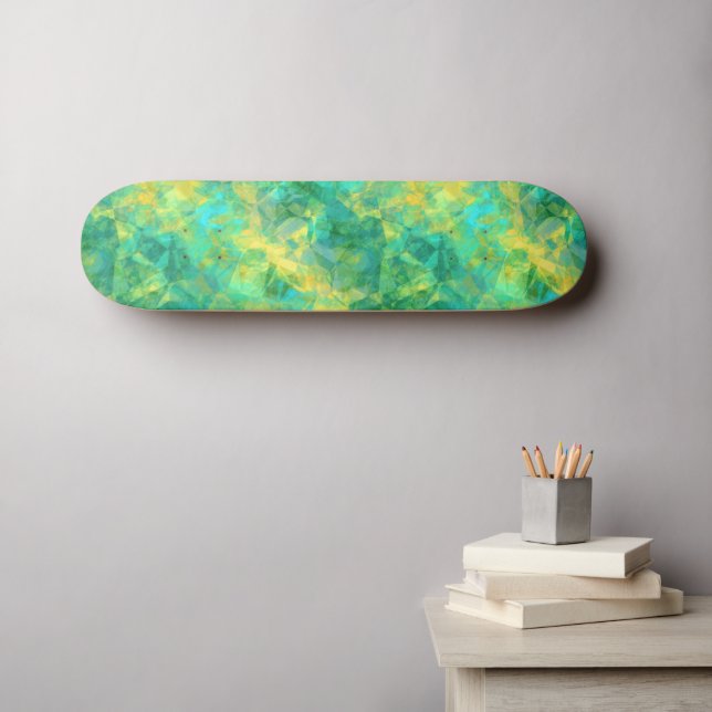 Emerald Green Crumpled Texture Skateboard (Wall Art (Horz))