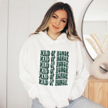 Emerald Green Custom Bachelorette Maid of Honour Hoodie<br><div class="desc">Are you looking for the perfect gift for your bridesmaids? Why not get them a personalized hoodie sweatshirt! This hoodie is made from a soft, comfortable fabric and features a unique design that will make them look amazing at their rehearsal dinner or bachelorette party. Plus, it's a great way to...</div>
