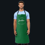 Emerald Green Custom Name Chef established year Apron<br><div class="desc">Introducing our Personalized Name Chef Established Year Apron—a celebration of culinary creativity and a unique expression of appreciation for the chef in your life. This modern and customizable apron empowers chefs to continue crafting delicious dishes while wearing a personalized accessory that speaks to their talents. Emerald green apron (see other...</div>