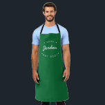 Emerald Green Custom Name Chef established year Apron<br><div class="desc">Introducing our Personalized Name Chef Established Year Apron—a celebration of culinary creativity and a unique expression of appreciation for the chef in your life. This modern and customizable apron empowers chefs to continue crafting delicious dishes while wearing a personalized accessory that speaks to their talents. Emerald green apron (see other...</div>