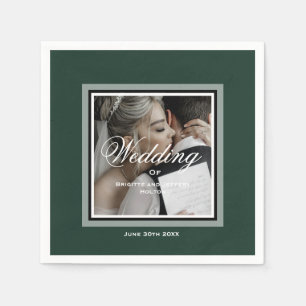 Emerald green customizable wedding photo napkins