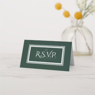 Emerald green damask pattern r.s.v.p card