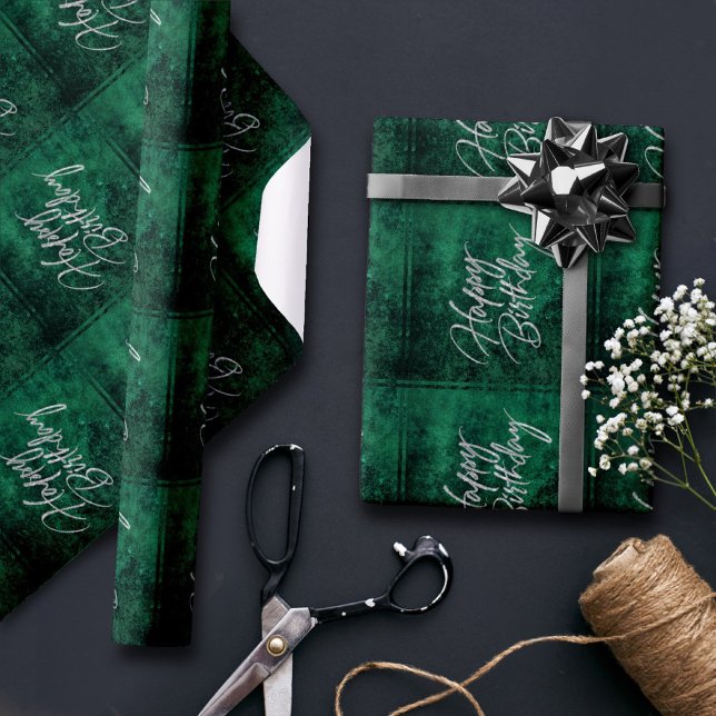 Emerald Green | Deep Jade Velvet Grunge Jewel Tone Wrapping Paper (Creator Uploaded)