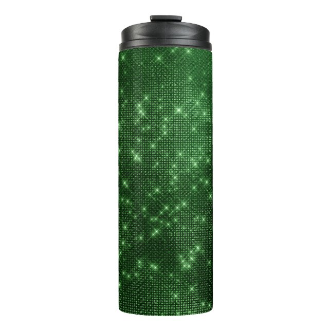 Emerald Green Diamante Sequin Thermal Tumbler (Front)