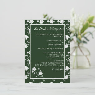 Emerald Green Dîner de répétition Rose Invitation
