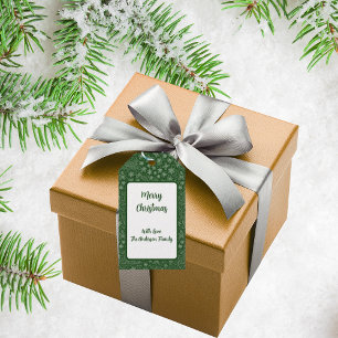 Emerald Green Doodle Christmas Sleigh Pattern Gift Tags