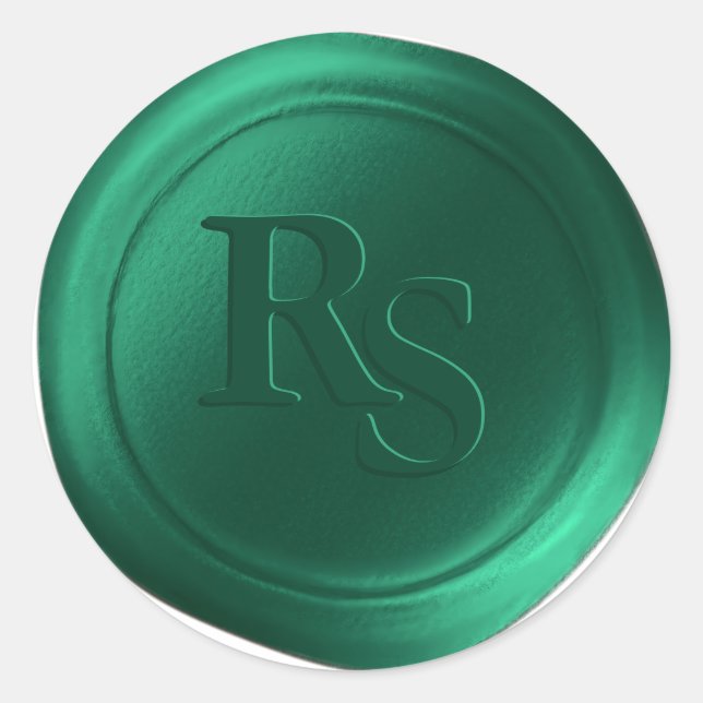 Emerald Green Double Monogram Wedding Wax Seals (Front)