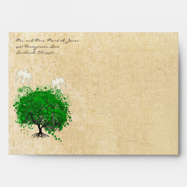 Emerald Green Dove Enveloppes de feuilles de coeur (Devant)