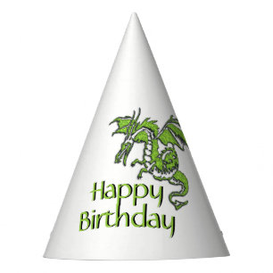 Emerald Green Dragon Birthday Party Hat