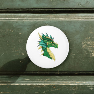 Emerald Green Dragon Portrait Head Fantasy Ceramic Knob