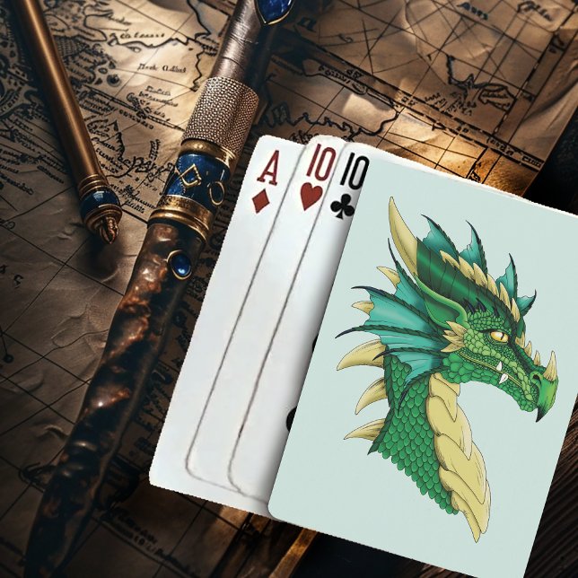 Emerald Green Dragon Portrait Head Fantasy Playing Cards (Creator Uploaded)