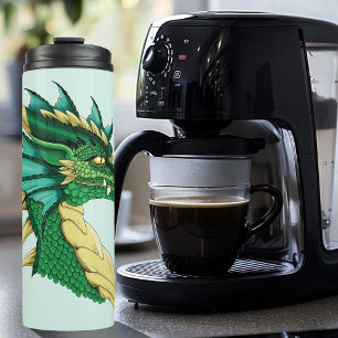 Emerald Green Dragon Portrait Head Fantasy Thermal Tumbler