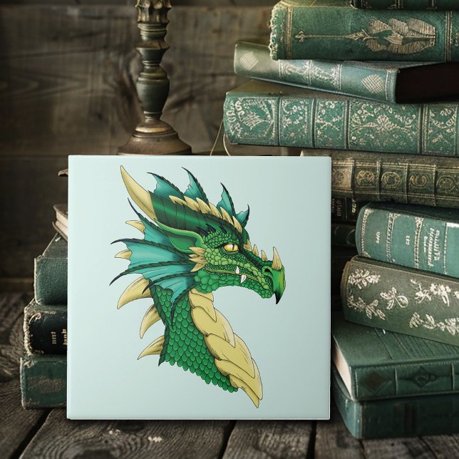 Emerald Green Dragon Portrait Head Fantasy Tile (Creator Uploaded)