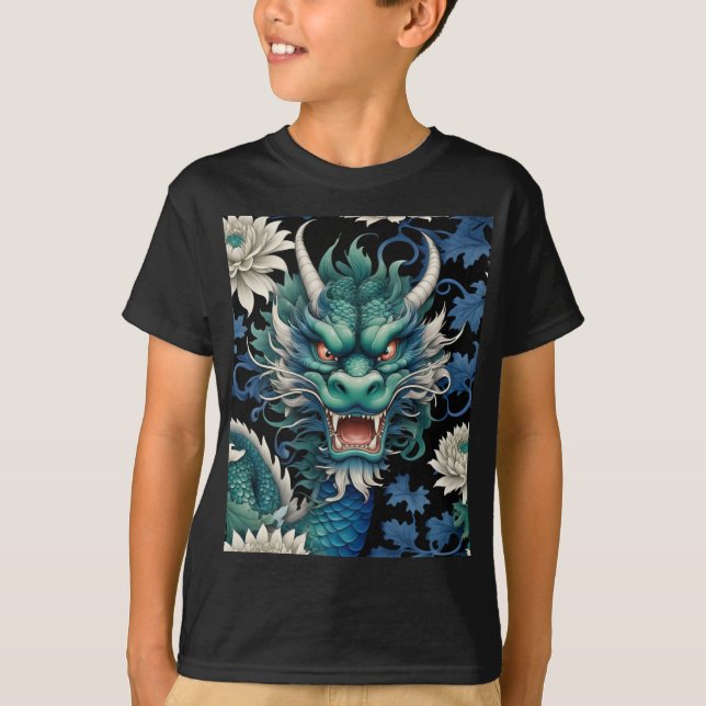 Emerald Green Dragon Print T-Shirt (Front)
