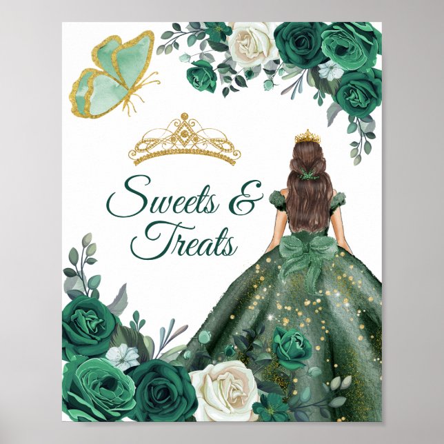 Emerald Green Dresses Quinceañera Sweet Treats Poster (Front)