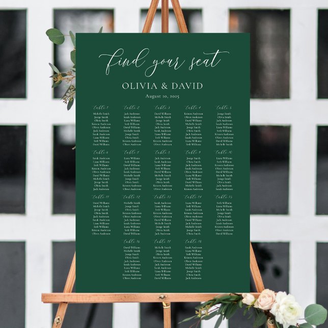 Emerald Green Elegant 18 tables Seating Chart (Creator Uploaded)
