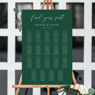 Emerald Green Elegant 19 tables Seating Chart