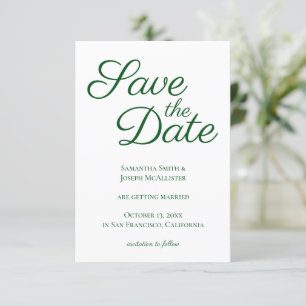 Emerald Green Elegant Calligraphy Save the Date Invitation
