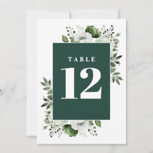 Emerald Green Elegant Country Floral Table Number