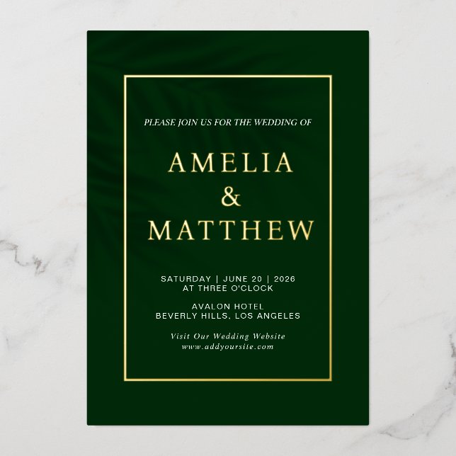 Emerald Green Elegant Minimalist Modern Wedding (Front)