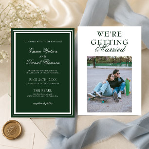 Emerald Green Elegant Minimalist Photo Wedding Invitation