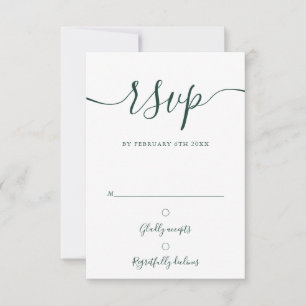Emerald Green Elegant Script Simple Modern RSVP Card