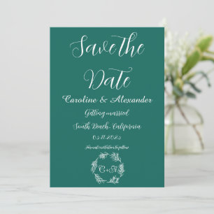Emerald Green Elegant Simple Floral Wedding Save The Date