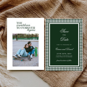 Emerald Green Elegant Typography Wedding Photo Save The Date