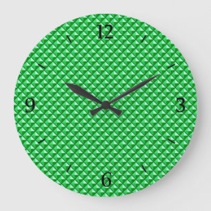 Emerald green, enamel look, studded grid large clock
