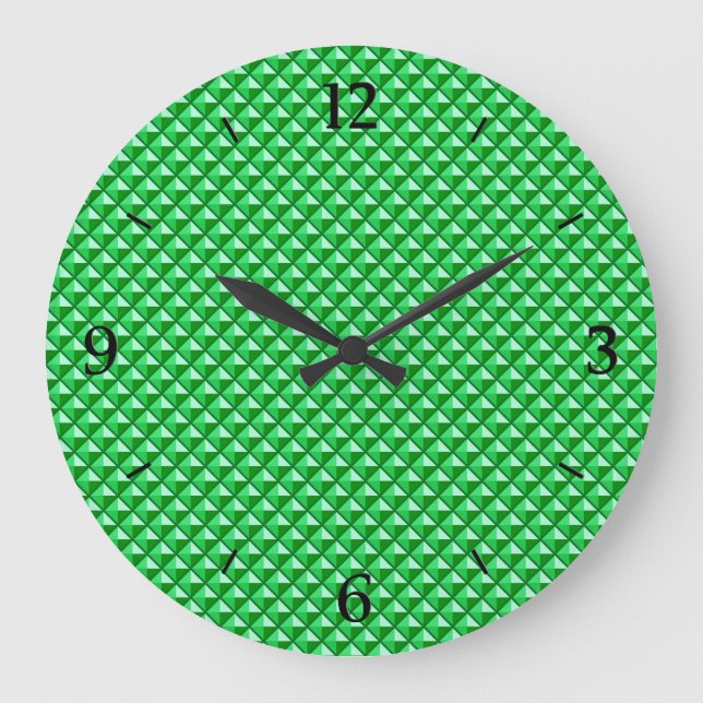Emerald green, enamel look, studded grid large clock (Front)