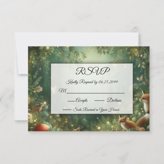 Emerald Green Enchanted Forest  RSVP Card (Front)