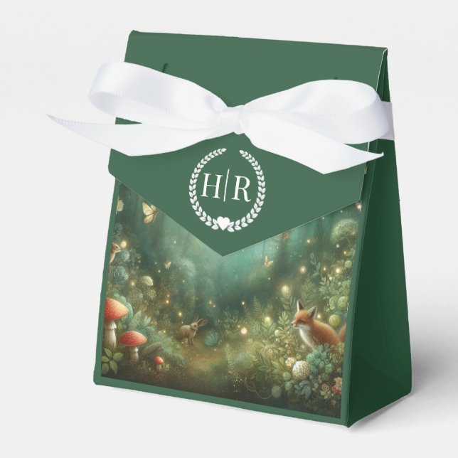 Emerald Green Enchanted Forest Wedding Favor Box (Front Side)