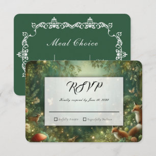 Emerald Green Enchanted Forest Wedding RSVP Card