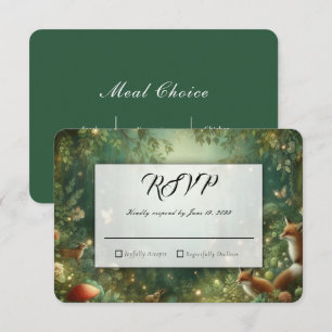 Emerald Green Enchanted Forest Wedding RSVP Card