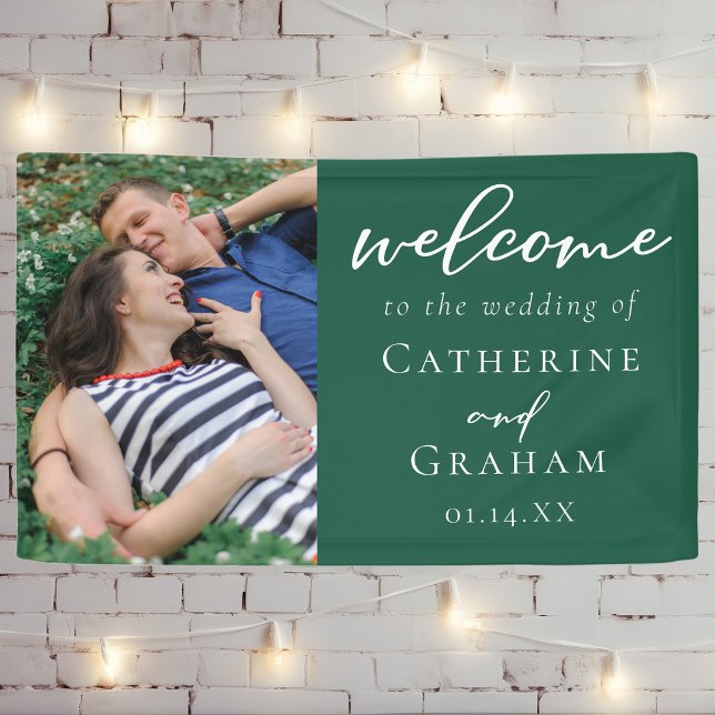 Emerald Green Engagement Photo Wedding Banner (Creator Uploaded)