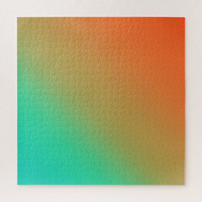Emerald Green et Burange Orange Gradient Puzzle (Vertical)