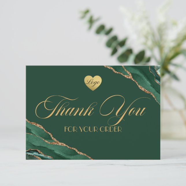 Emerald Green et Gold Business Carte de remercieme (Debout devant)