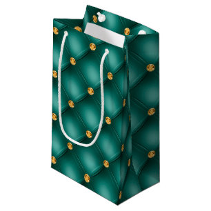 Emerald Green et Gold Tufted petit sac cadeau