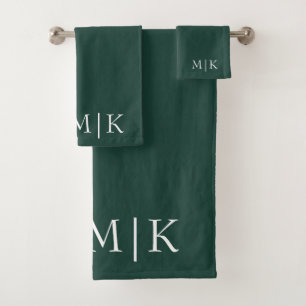 Emerald Green et White   Monogramme moderne