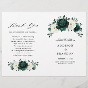 Emerald Green Eucalyptus Programme de mariage blan