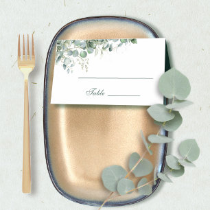 Emerald Green Eucalyptus Sage Green Watercolor Place Card