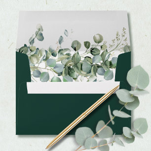 Emerald Green Eucalyptus Watercolor Return Address Envelope