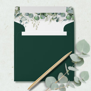 Emerald Green Eucalyptus Watercolor Return Address Envelope